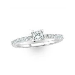 Princess Cut Lab Diamond Engagement Ring 0.50ct H/Si In 9K White Gold -The Diamond Store LBC4008Wb