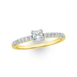 Princess Cut Lab Diamond Engagement Ring 0.50ct H/Si In 9K Gold -The Diamond Store LBC4008b
