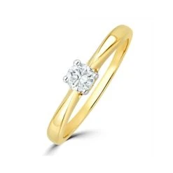 Tapered Design Lab Diamond Engagement Ring 0.25ct H/Si In 9K Gold