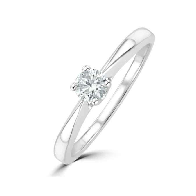 Tapered Design Lab Diamond Engagement Ring 0.25ct H/Si In 925 Silver 1 Tapered Design Lab Diamond Engagement Ring 0.25ct H/Si In 925 Silver