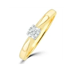 Tapered Design Lab Diamond Engagement Ring 0.15ct H/Si In 9K Gold