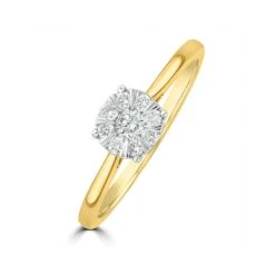0.25ct Lab Diamond Cluster Solitaire Ring H/Si In 9K Gold