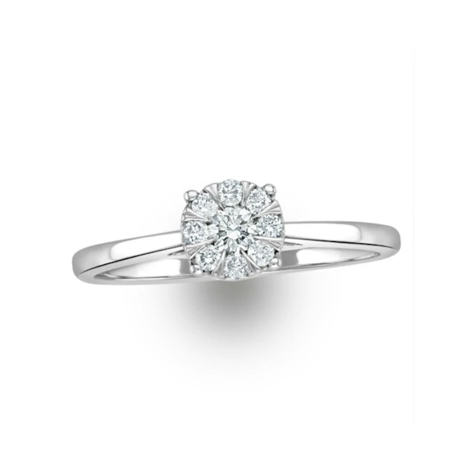 0.25ct Lab Diamond Cluster Solitaire Ring H/Si In 9K White Gold 4 0.25ct Lab Diamond Cluster Solitaire Ring H/Si In 9K White Gold - Image 4