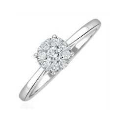 0.25ct Lab Diamond Cluster Solitaire Ring H/Si In 925 Silver