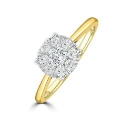0.50ct Lab Diamond Cluster Solitaire Ring H/Si In 9K Gold