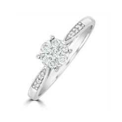 Lab Diamond Engagement Ring With Shoulders 0.25ct H/Si In 925 Silver