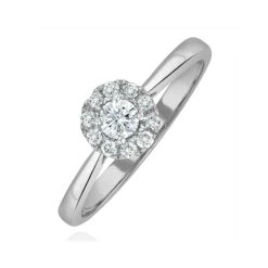 Lab Diamond Halo Engagement Ring 0.25ct H/Si In 9K White Gold