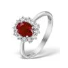 Ruby Ring With Lab Diamond Halo 7 X 5mm Set In 925 Silver