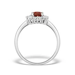 Ruby Ring With Lab Diamond Halo 7 X 5mm Set In 925 Silver -The Diamond Store LBC4026 RSs