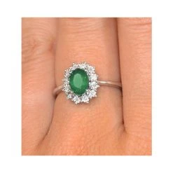 Emerald Ring With Lab Diamond Halo 7 X 5mm Set In 925 Silver -The Diamond Store LBC4027 EShh