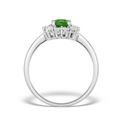 Emerald Ring With Lab Diamond Halo 7 X 5mm Set In 925 Silver -The Diamond Store LBC4027 ESs