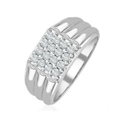 Mens Lab Diamond Encrusted 0.50ct H/Si Signet Ring In Sterling Silver