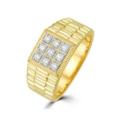 Mens Lab Diamond Design Ring 0.25ct H/Si In 9K Gold