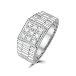 Mens Lab Diamond Design Ring 0.25ct H/Si In Sterling Silver