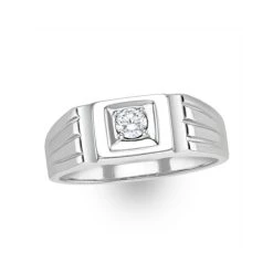 Mens 0.25ct Lab Diamond Design Ring In 925 Sterling Silver -The Diamond Store LBD1206Sb