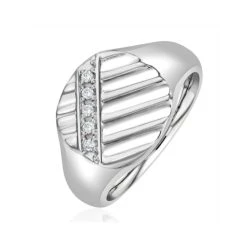 Mens Lab Diamond Signet Ring 0.07ct H/Si In 925 Silver
