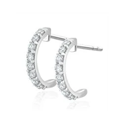 Comfort Huggie Lab Diamond Earrings 0.50ct H/Si In 9K White Gold