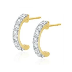 Comfort Huggie Lab Diamond Earrings 1.00ct H/Si In 9K Gold