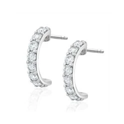 Comfort Huggie Lab Diamond Earrings 1.00ct H/Si In 9K White Gold