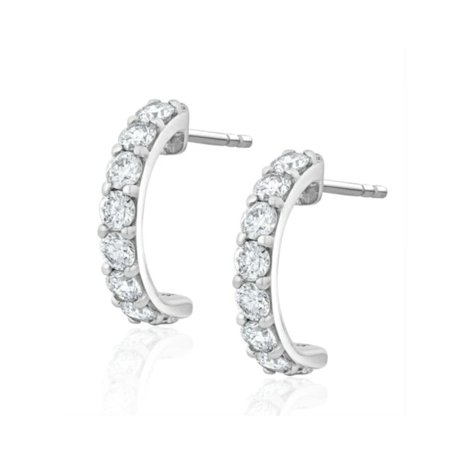 Comfort Huggie Lab Diamond Earrings 1.00ct H/Si In 9K White Gold 1 Comfort Huggie Lab Diamond Earrings 1.00ct H/Si In 9K White Gold