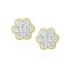 Lab Diamond Flower Cluster Earrings 0.50ct Set In 9K Gold