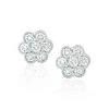 Lab Diamond Cluster Flower Earrings 0.50ct Set In 9K White Gold