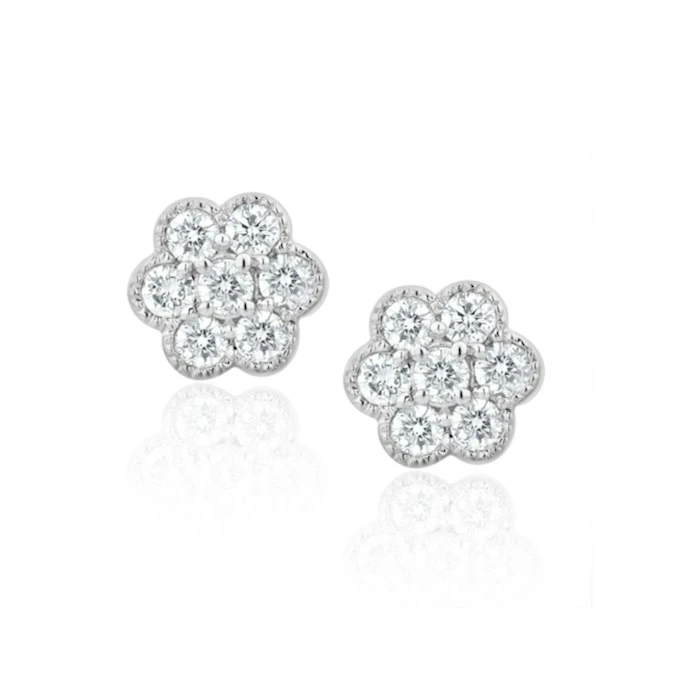 Lab Diamond Cluster Flower Earrings 0.25ct Set In 9K White Gold 1 Lab Diamond Cluster Flower Earrings 0.25ct Set In 9K White Gold