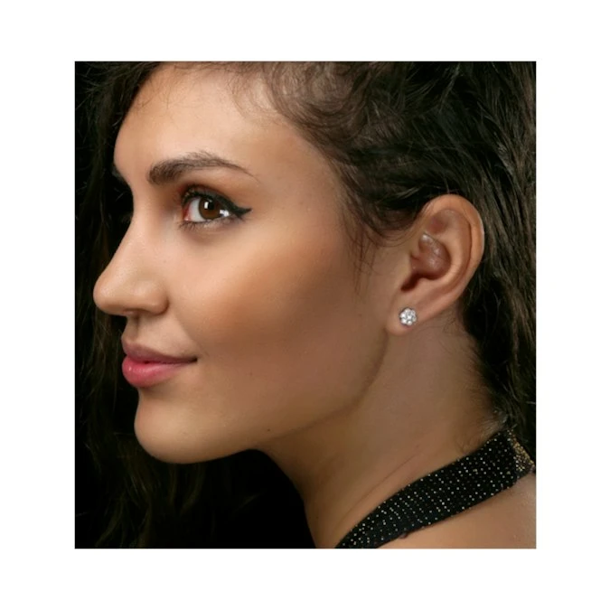 Lab Diamond Cluster Flower Earrings 0.25ct Set In 9K White Gold 3 Lab Diamond Cluster Flower Earrings 0.25ct Set In 9K White Gold - Image 3