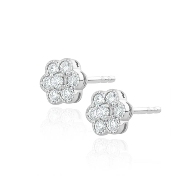 Lab Diamond Cluster Flower Earrings 0.25ct Set In 9K White Gold 2 Lab Diamond Cluster Flower Earrings 0.25ct Set In 9K White Gold - Image 2