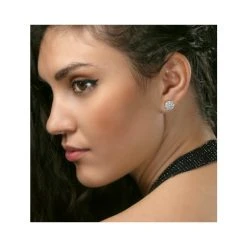 Large Lab Diamond Cluster Earrings 1.00ct H/Si In 9K White Gold -The Diamond Store LBF3006Wh