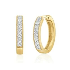 Lab Diamond Huggie Earrings 0.25ct H/Si Pave Set In 9K Gold
