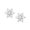 0.50ct Lab Diamond Flower Cluster Earrings In 9K White Gold