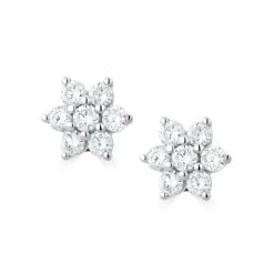 0.50ct Lab Diamond Flower Cluster Earrings In 9K White Gold