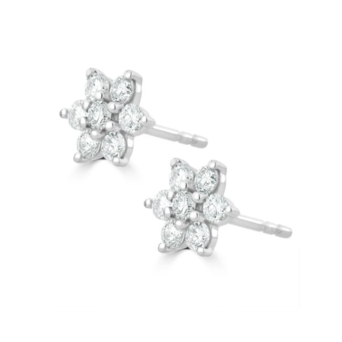 0.50ct Lab Diamond Flower Cluster Earrings In 9K White Gold 2 0.50ct Lab Diamond Flower Cluster Earrings In 9K White Gold - Image 2