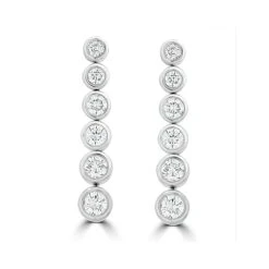 1ct Lab Diamond Life Journey Rub Over Drop Earrings In 9K White Gold