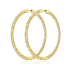 2.00ct Lab Diamond Hoop Earrings H/Si Quality In 9K Gold - 51mm