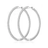 2.00ct Lab Diamond Hoop Earrings H/Si Quality In 9K White Gold - 51mm
