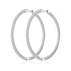 2.00ct Lab Diamond Hoop Earrings H/Si Quality In 9K White Gold - 51mm
