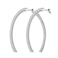 2.00ct Lab Diamond Hoop Earrings H/Si Quality In 9K White Gold - 51mm -The Diamond Store LBF3029Wa
