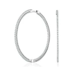 2.00ct Lab Diamond Hoop Earrings H/Si Quality In 9K White Gold - 51mm -The Diamond Store LBF3029Ws