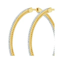 2.00ct Lab Diamond Hoop Earrings H/Si Quality In 9K Gold - 51mm -The Diamond Store LBF3029a