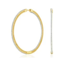 2.00ct Lab Diamond Hoop Earrings H/Si Quality In 9K Gold - 51mm -The Diamond Store LBF3029s