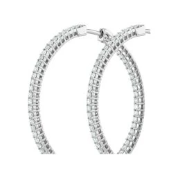 2.00ct Lab Diamond Hoop Earrings H/Si Quality In 9K White Gold - 40mm -The Diamond Store LBF3030Wa