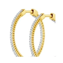 2.00ct Lab Diamond Hoop Earrings H/Si Quality In 9K Gold - 40mm -The Diamond Store LBF3030a