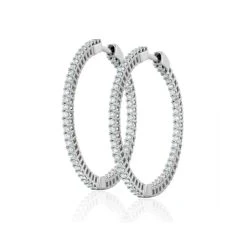 1.00ct Lab Diamond Hoop Earrings H/Si Quality In 9K White Gold - 30mm