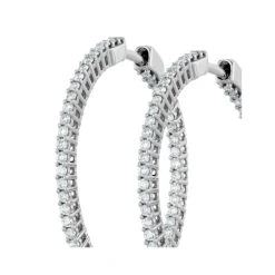 1.00ct Lab Diamond Hoop Earrings H/Si Quality In 9K White Gold - 30mm -The Diamond Store LBF3031Wa