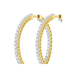 1.00ct Lab Diamond Hoop Earrings H/Si Quality In 9K Gold - 30mm -The Diamond Store LBF3031a