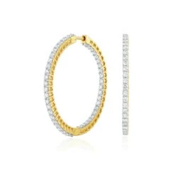 1.00ct Lab Diamond Hoop Earrings H/Si Quality In 9K Gold - 30mm -The Diamond Store LBF3031s