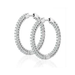2.00ct Lab Diamond Hoop Earrings H/Si Quality In 9K White Gold - 32mm
