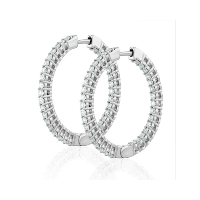 2.00ct Lab Diamond Hoop Earrings H/Si Quality In 9K White Gold - 32mm 1 2.00ct Lab Diamond Hoop Earrings H/Si Quality In 9K White Gold - 32mm